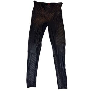 SPANX Faux Leather Moto‎ Leggings Black Size Large High Waist Shaping Pants